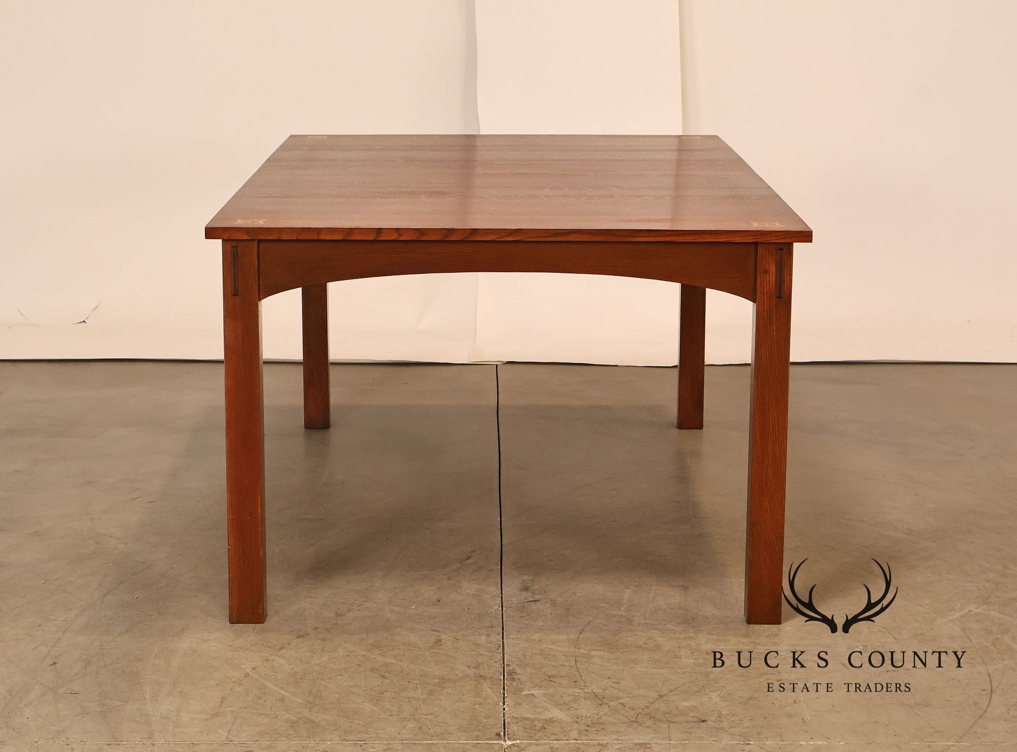 Stickley Mission Collection Harvey Ellis Inlaid Oak Extendable Dining Table