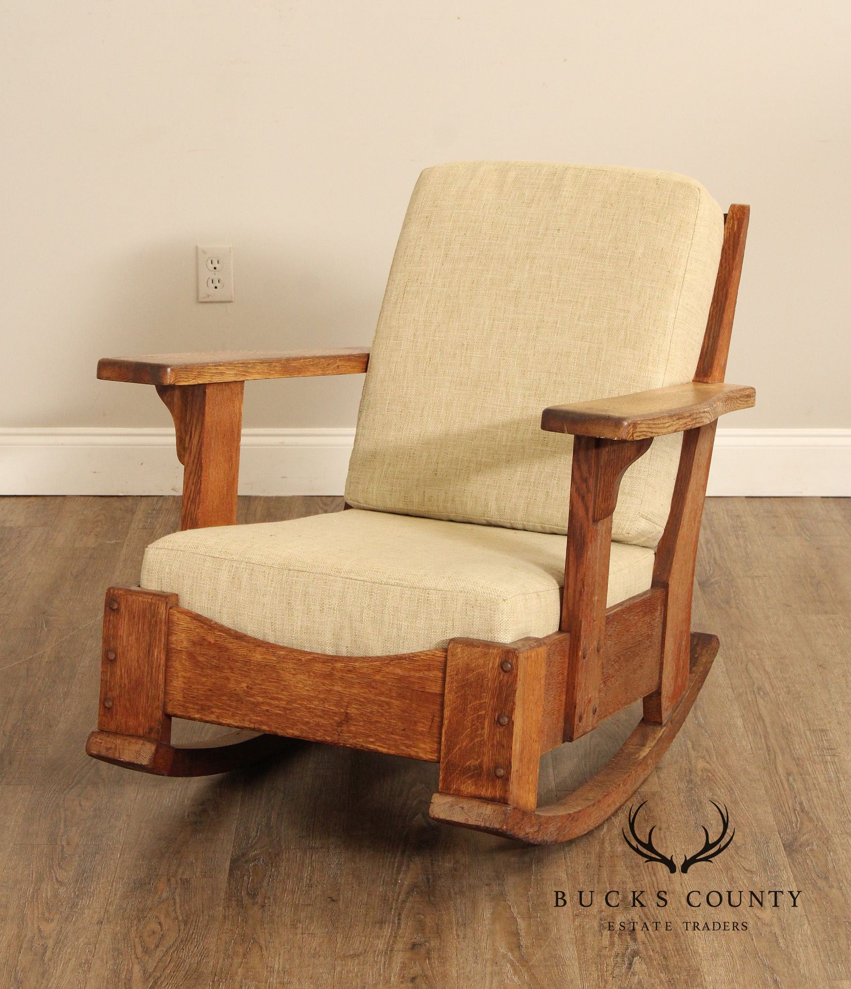 Limbert Antique Mission Oak Paddle-Arm Rocker