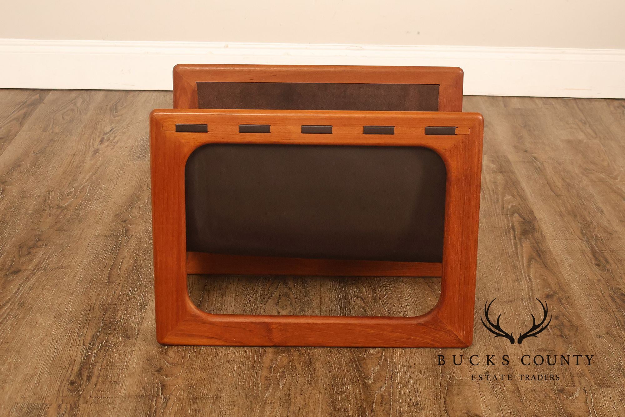 Salin Møbler Danish Modern Teak and Leather Magazine Rack