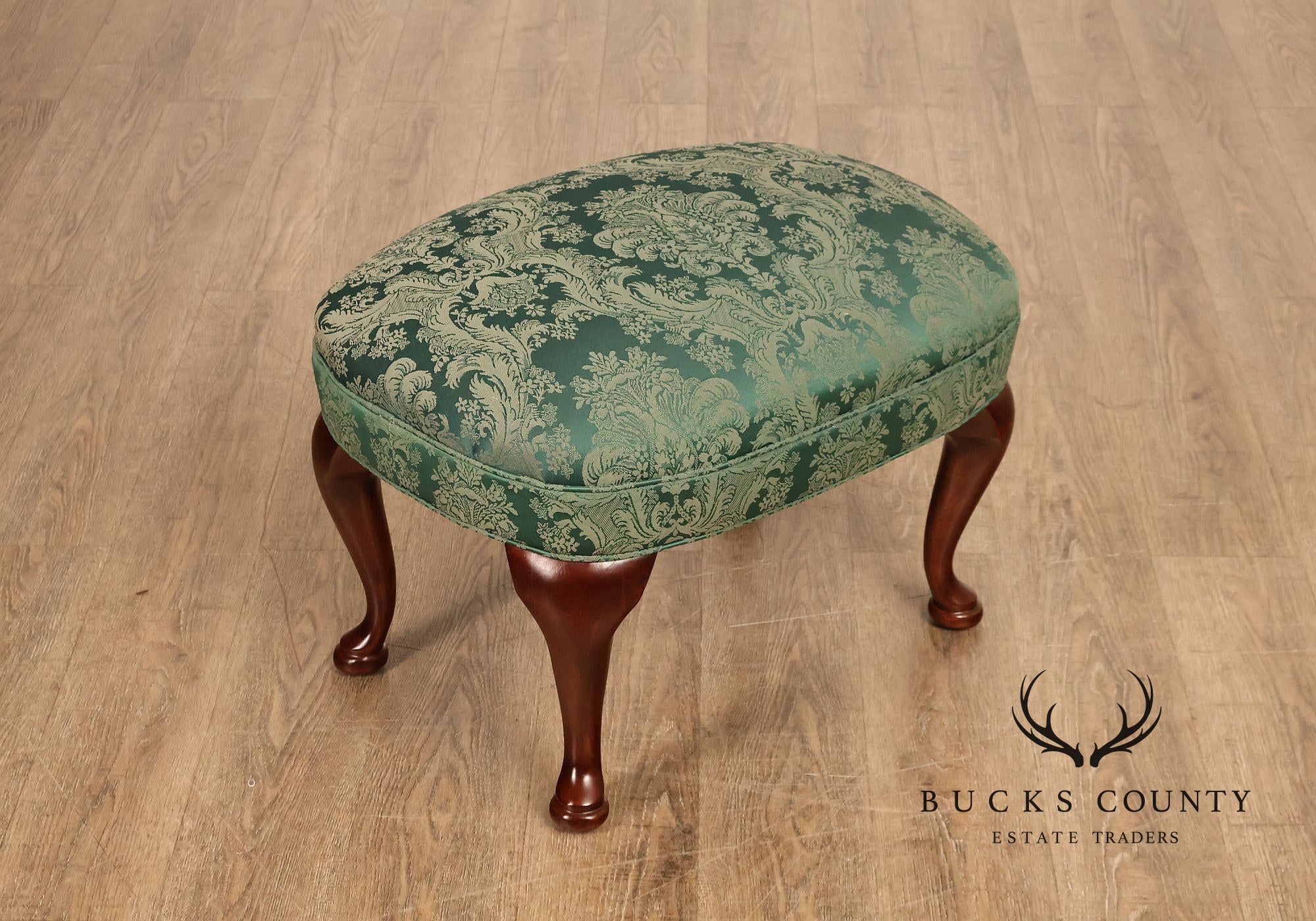 Traditional Upholstered Ottoman With Cabriole Legs