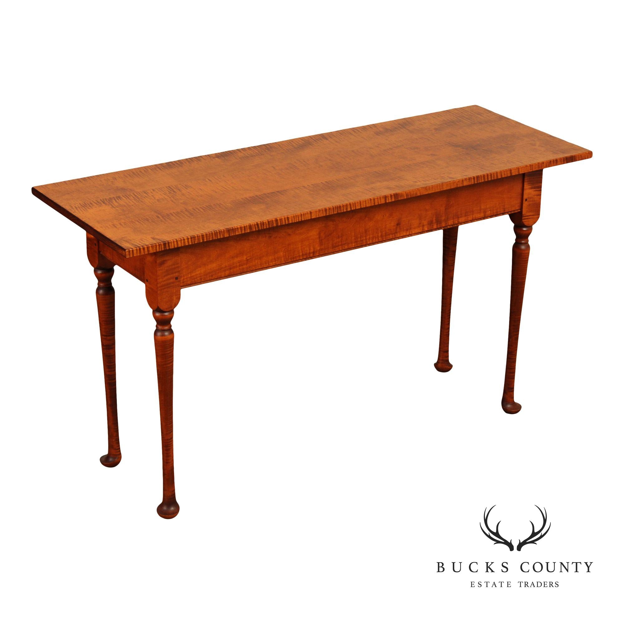 J.L. Treharn Queen Anne Style Tiger Maple Console Table