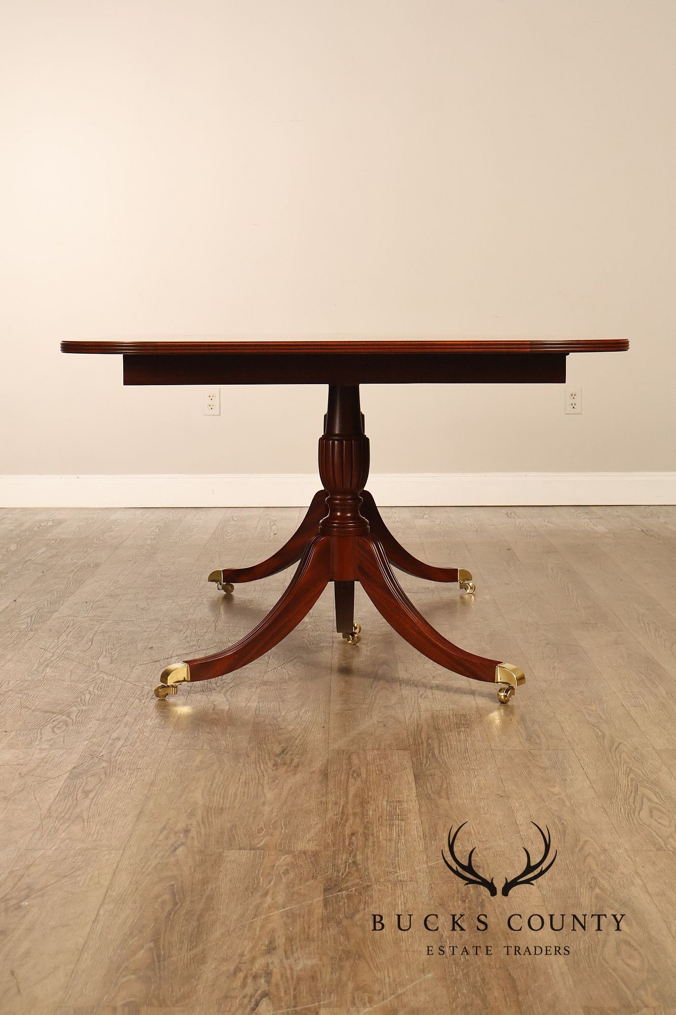 Craftique Mahogany Dining Table With Satin Wood Banding- 4 Leaves
