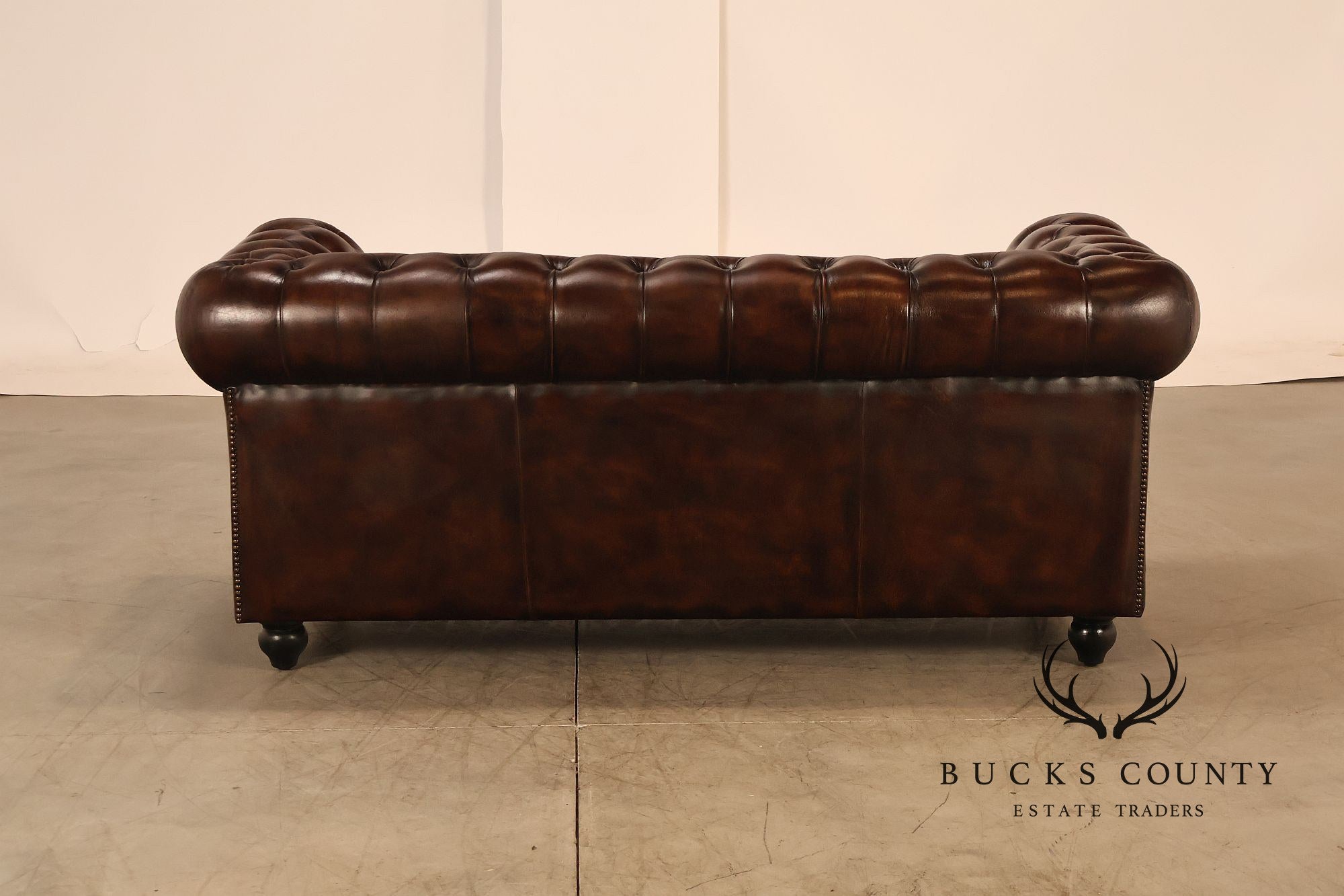 Chesterfield Style Tufted Brown Leather Sofa