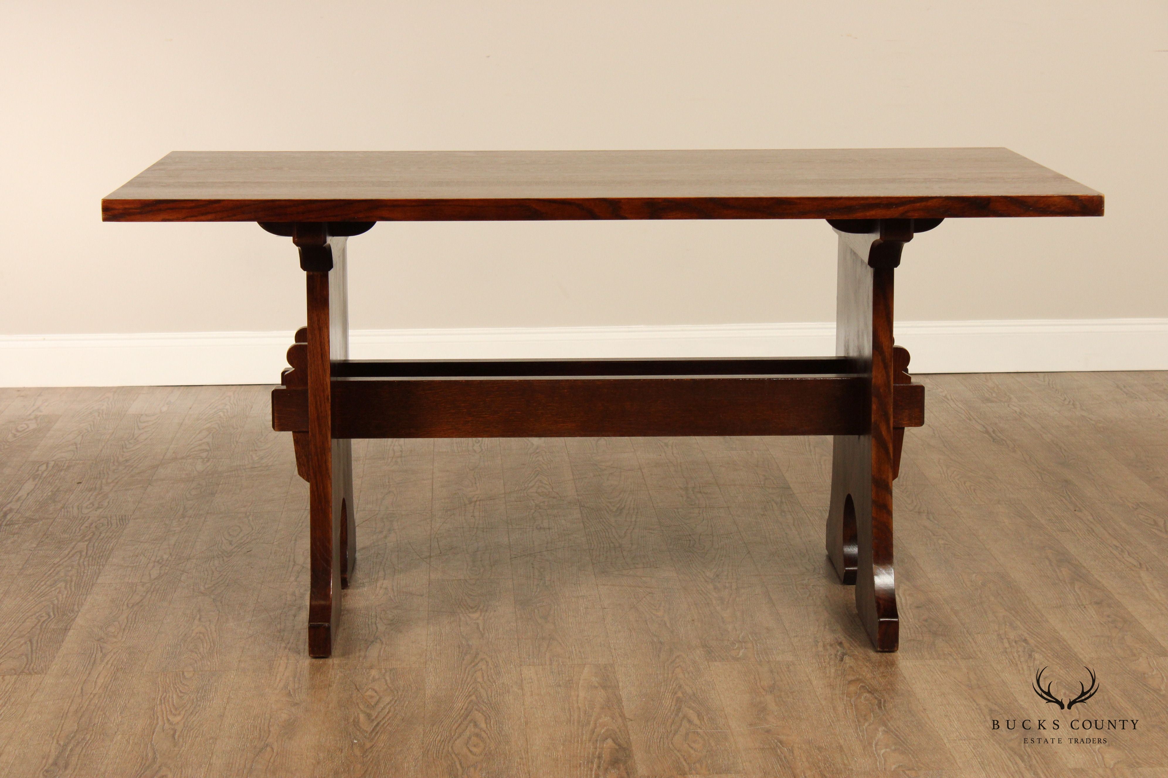 Stickley Mission Collection Oak Keyhole Trestle Dining Table