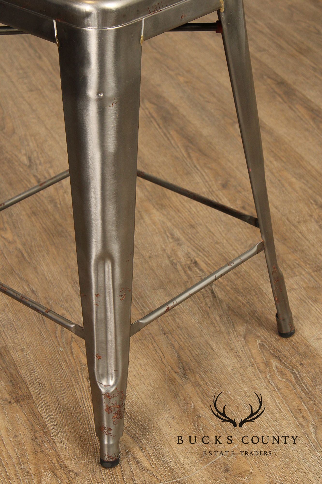 Tolix Industrial Style Pair of Steel Counter Stools