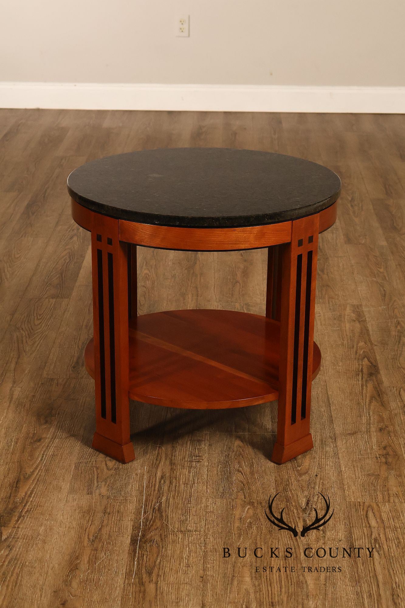 Stickley 21st Century Collection Round Cherry Granite Top Lamp Table
