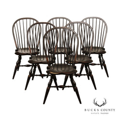 Ashlen Farmhouse Style Set of Six Crackle Windsor Dining Chairs