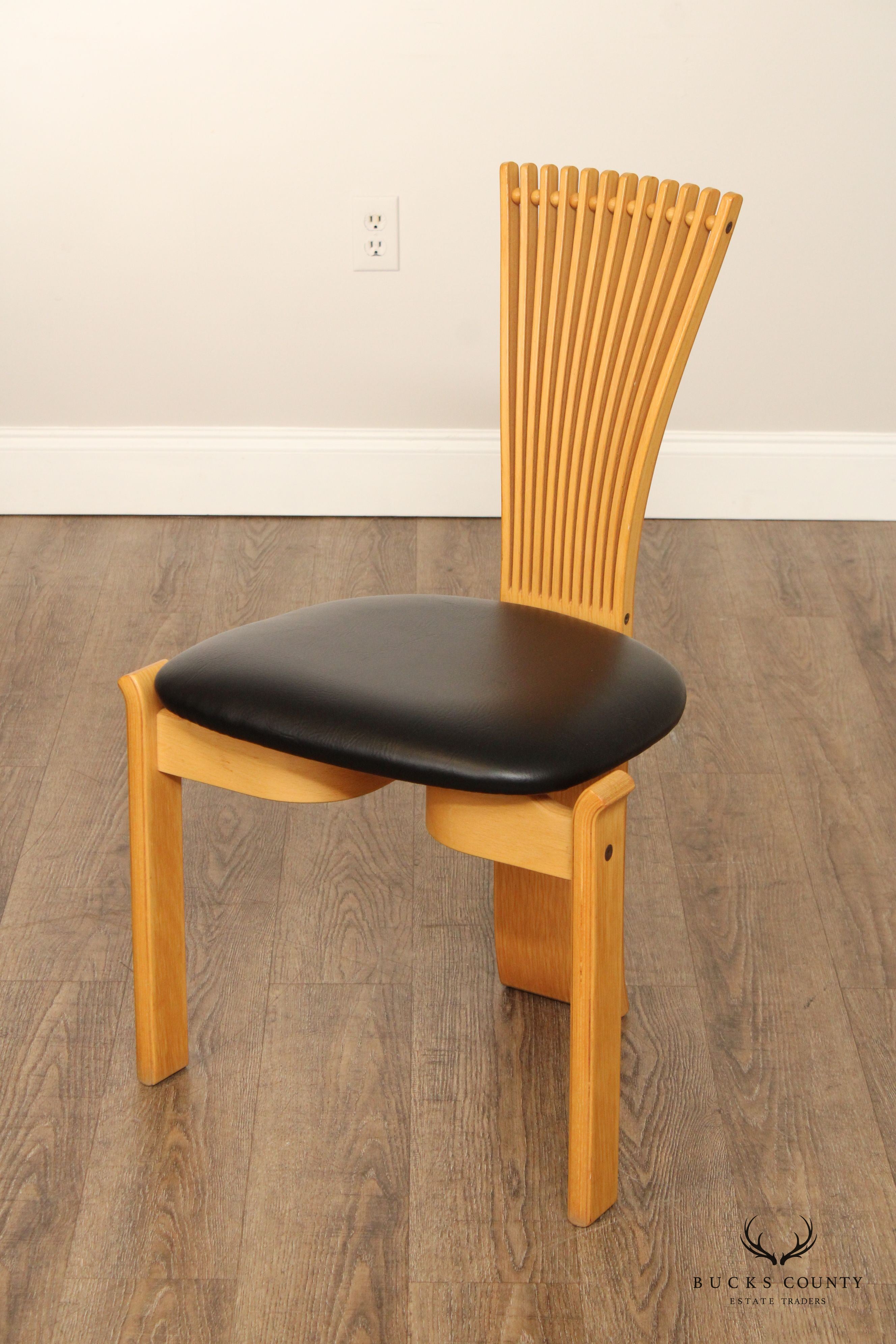 Torstein Nilsen Westnofa Postmodern Set of Six 'Totem' Dining Chairs