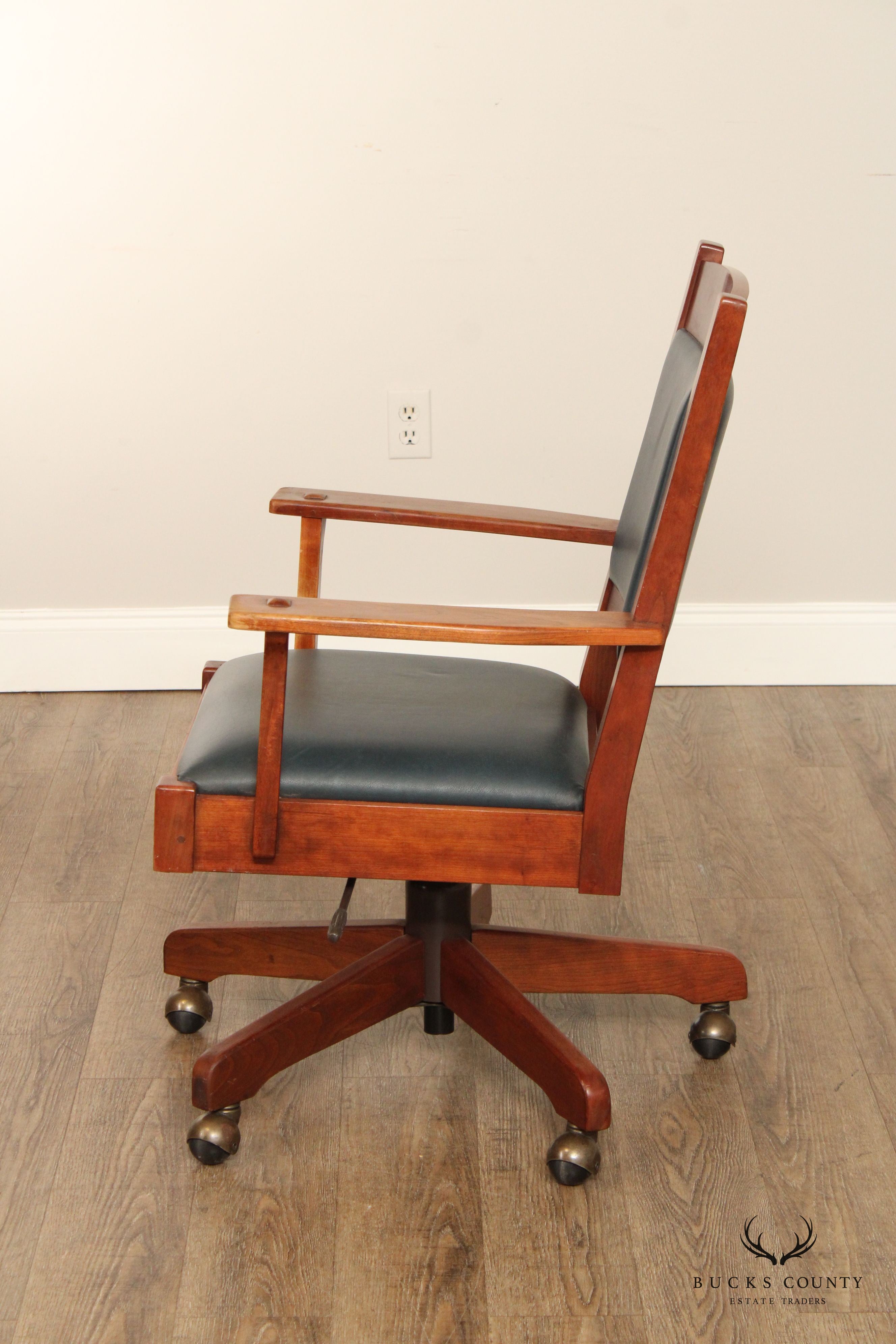 Stickley Mission Collection Cherry and Leather Swivel Tilt Desk Chair