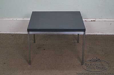 Mid Century Modern Square Chrome Slate Top Side Table