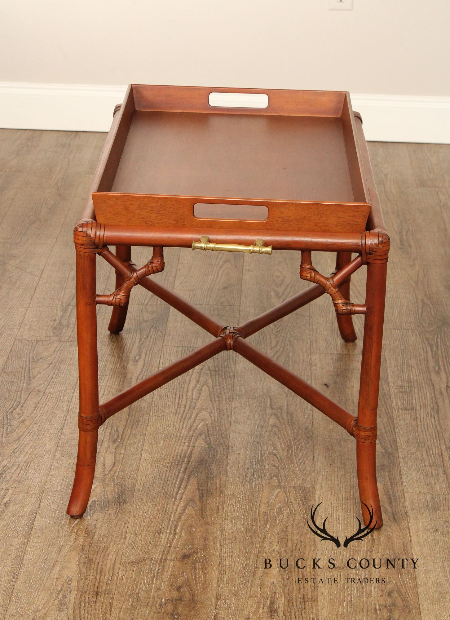 Hollywood Regency Rattan Tray Table