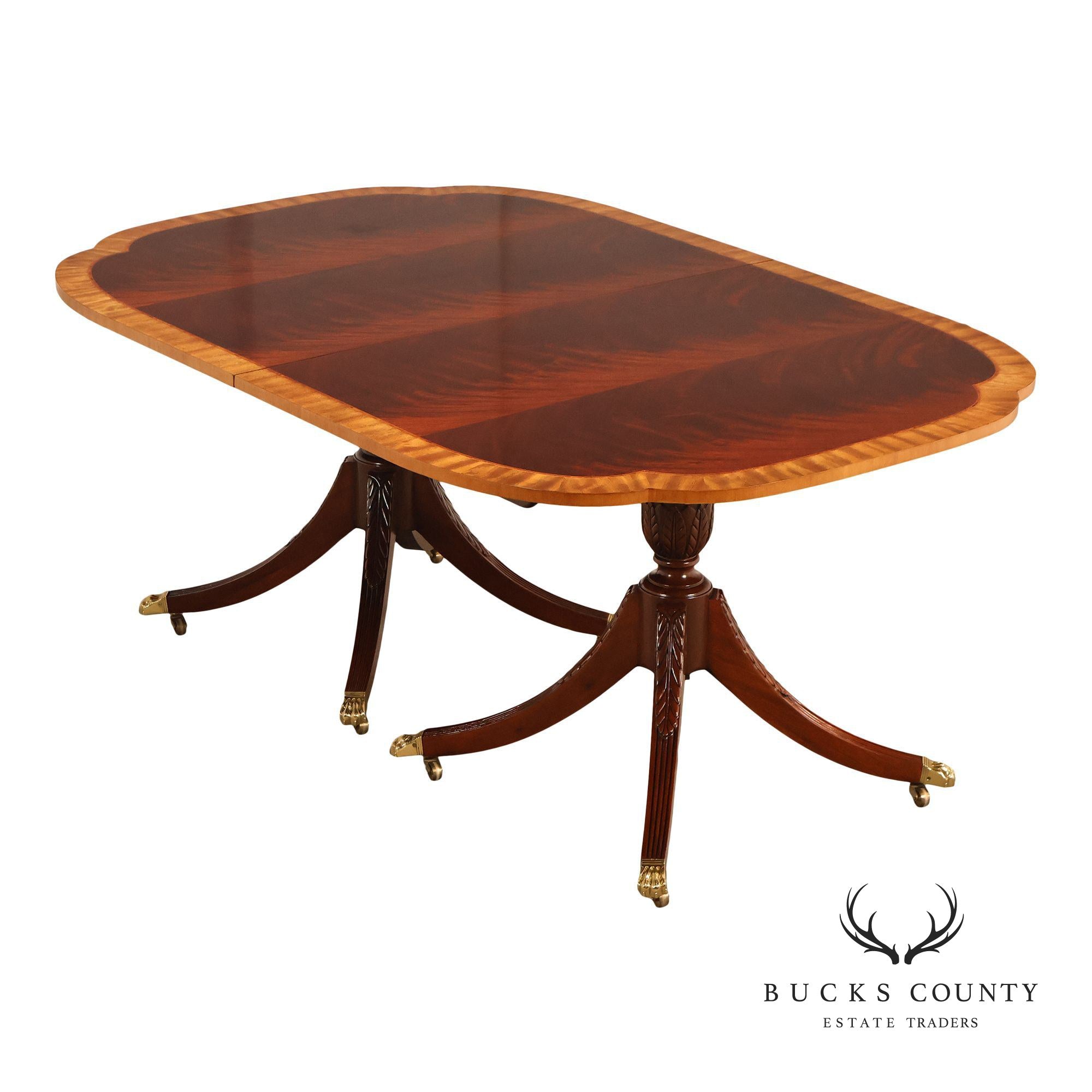 Councill Furniture Banded Mahogany Double Pedestal Dining Table