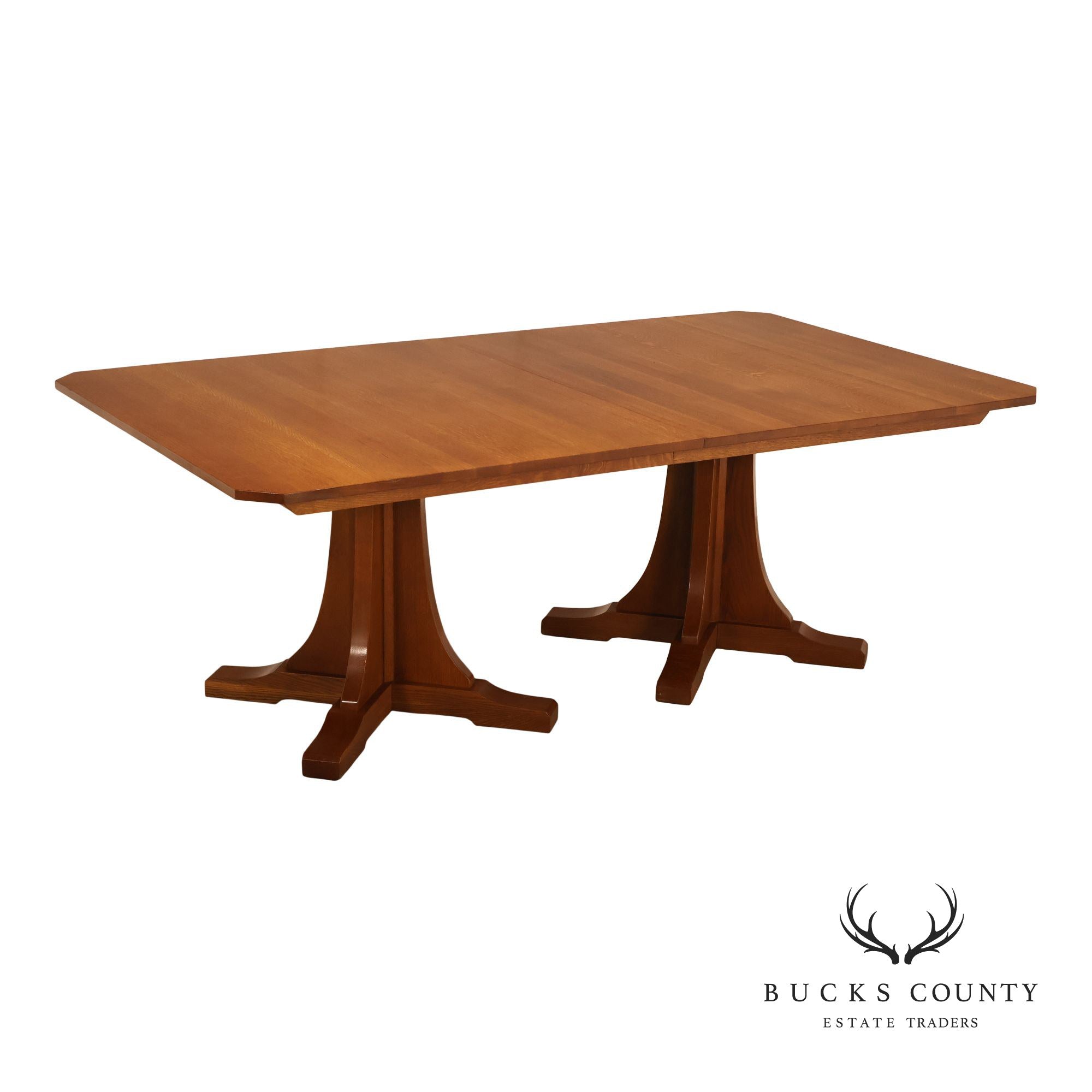 Stickley Mission Collection Oak Double Pedestal Dining Table