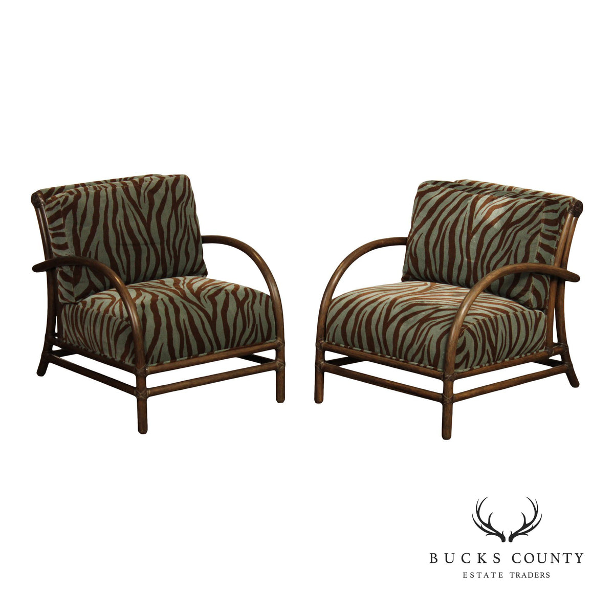 McGuire Pair of 'Toscana' Rattan Lounge Chairs