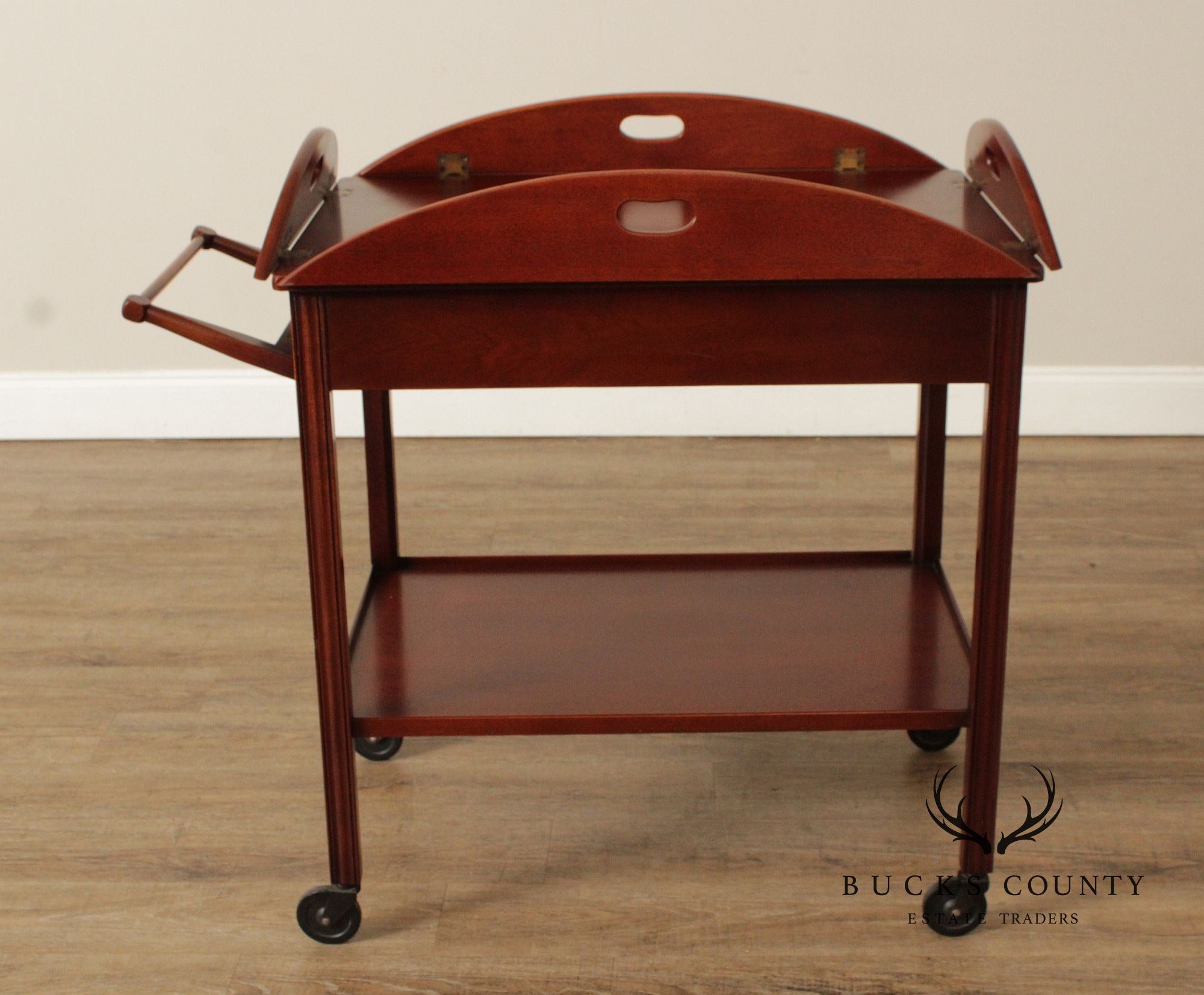 Chippendale Style  Vintage Mahogany Butler's Tray Bar Cart