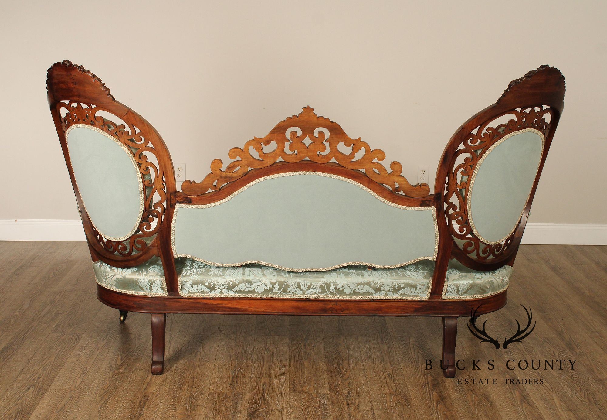 Antique Victorian Rococo Revival Rosewood Carved Sofa