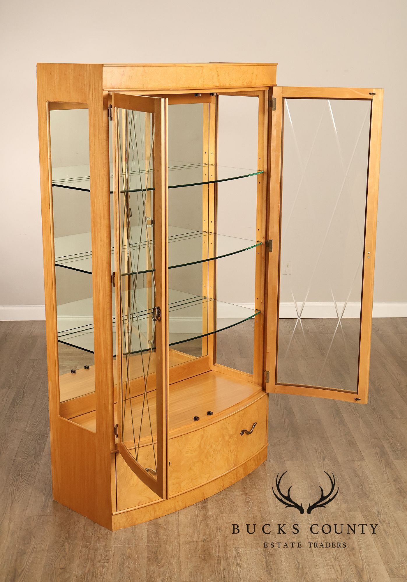 Thomasville Bogart Collection Bow Front Curio Display Cabinet