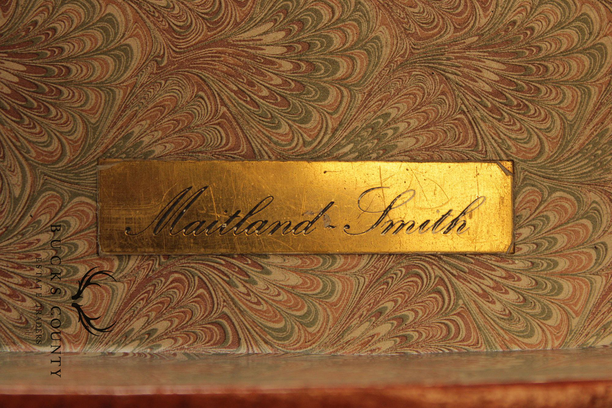 Maitland Smith Leather Wrapped Oval Executive Partners Desk