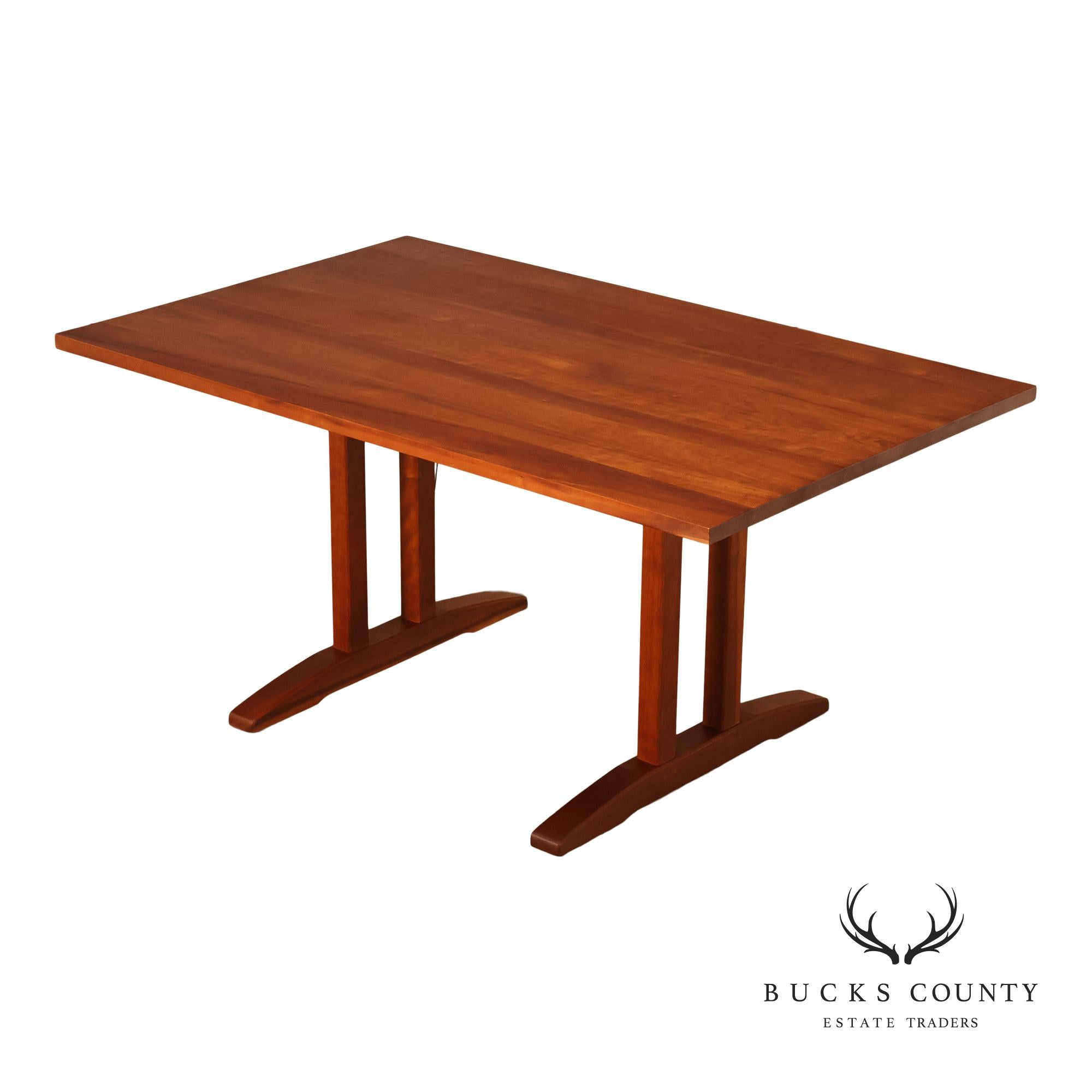 Stickley Mission Collection Solid Cherry Double Pedestal Extension Dining Table
