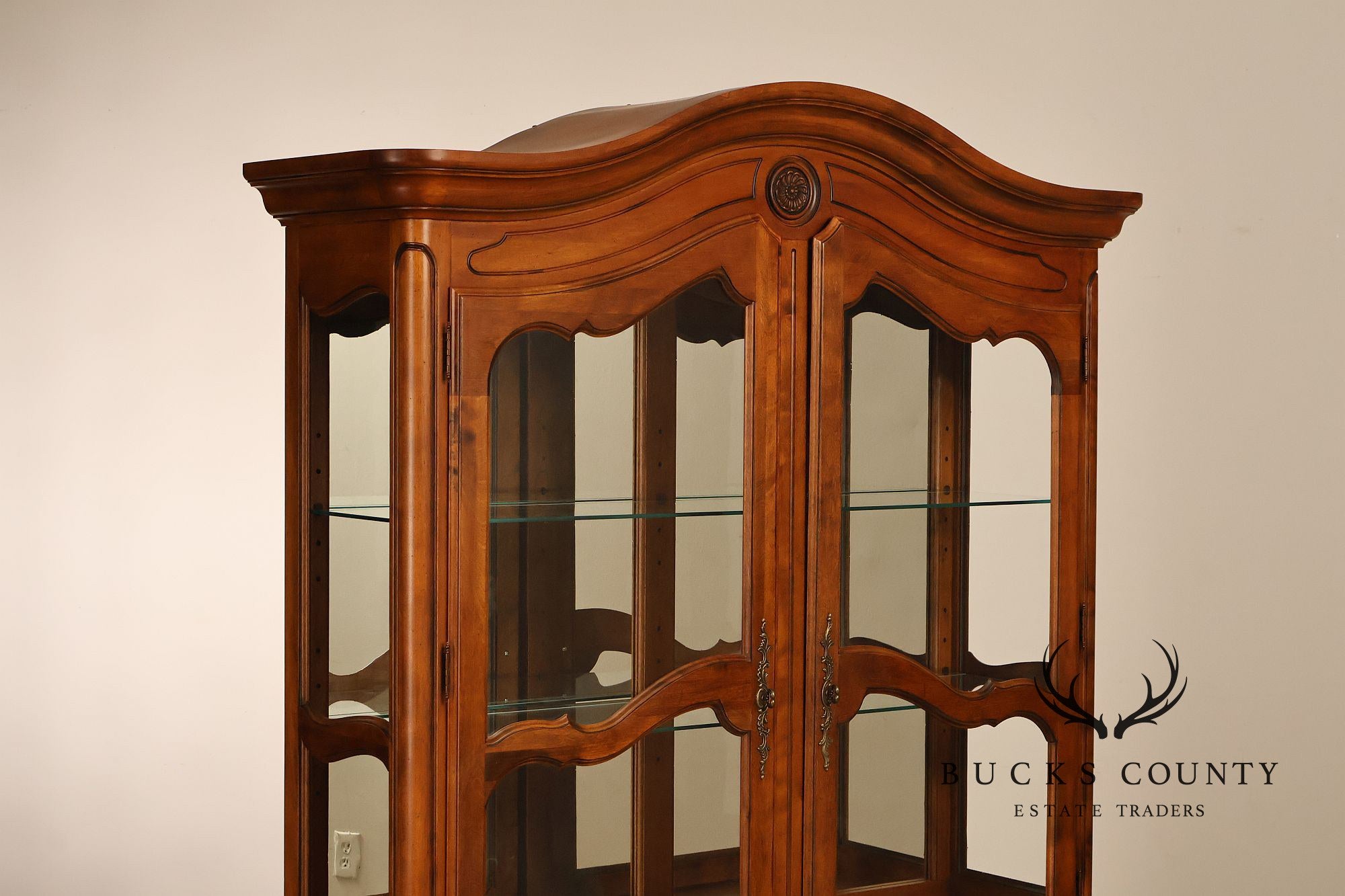 Ethan Allen French Country Two Piece China Cabinet