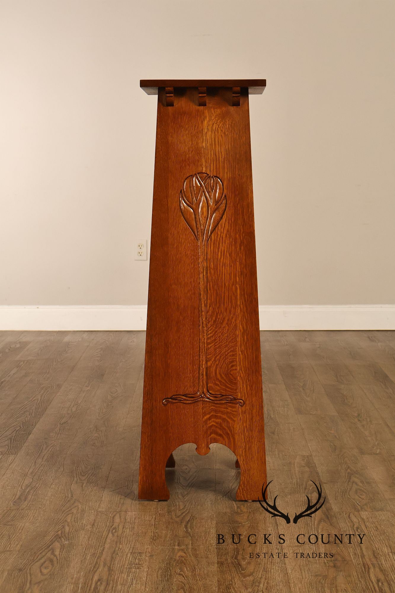 Stickley Mission Collection Oak Tree of Life Pedestal