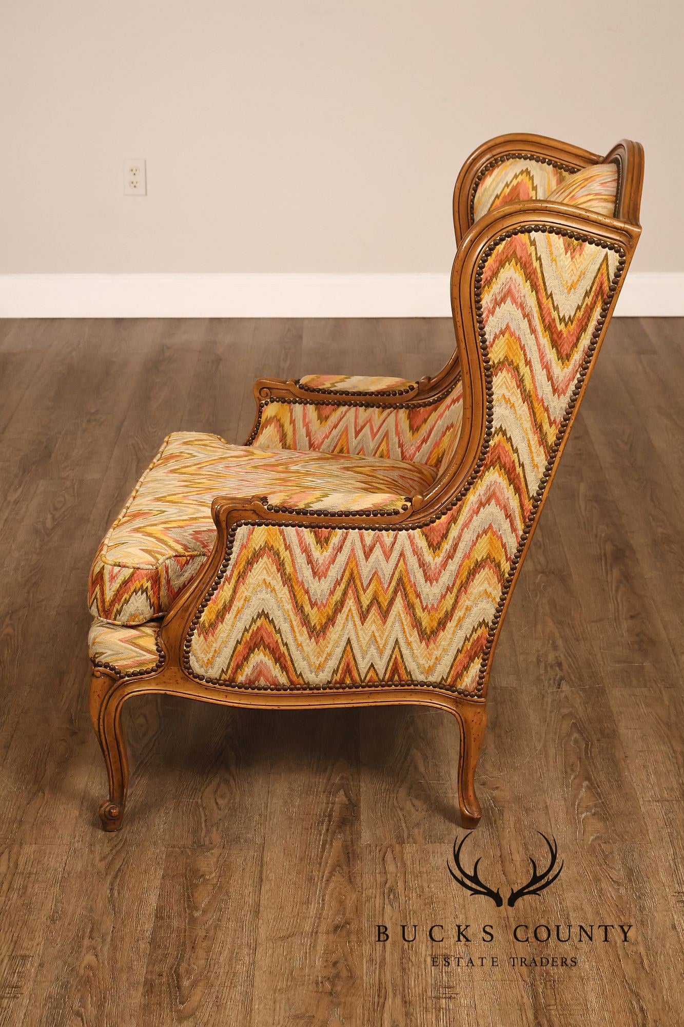 Baker Furniture Louis XV Style Wing Back Bergère Chair And Ottoman