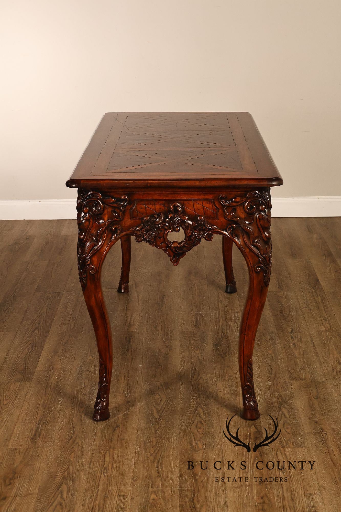 Henredon Carved Mahogany French Louis XV Style Console Table