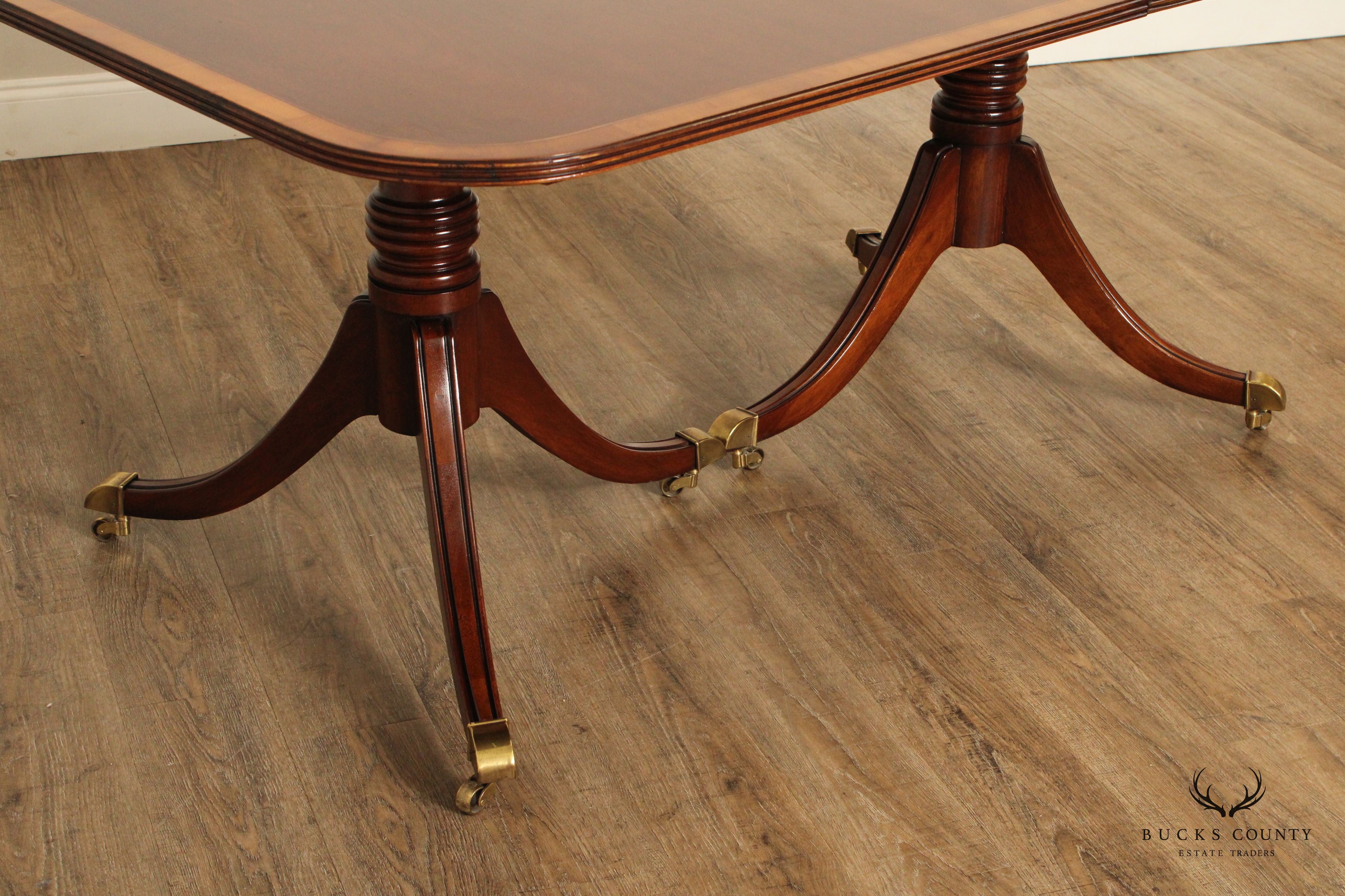 English Regency Style Mahogany Expandable Pedestal Dining Table