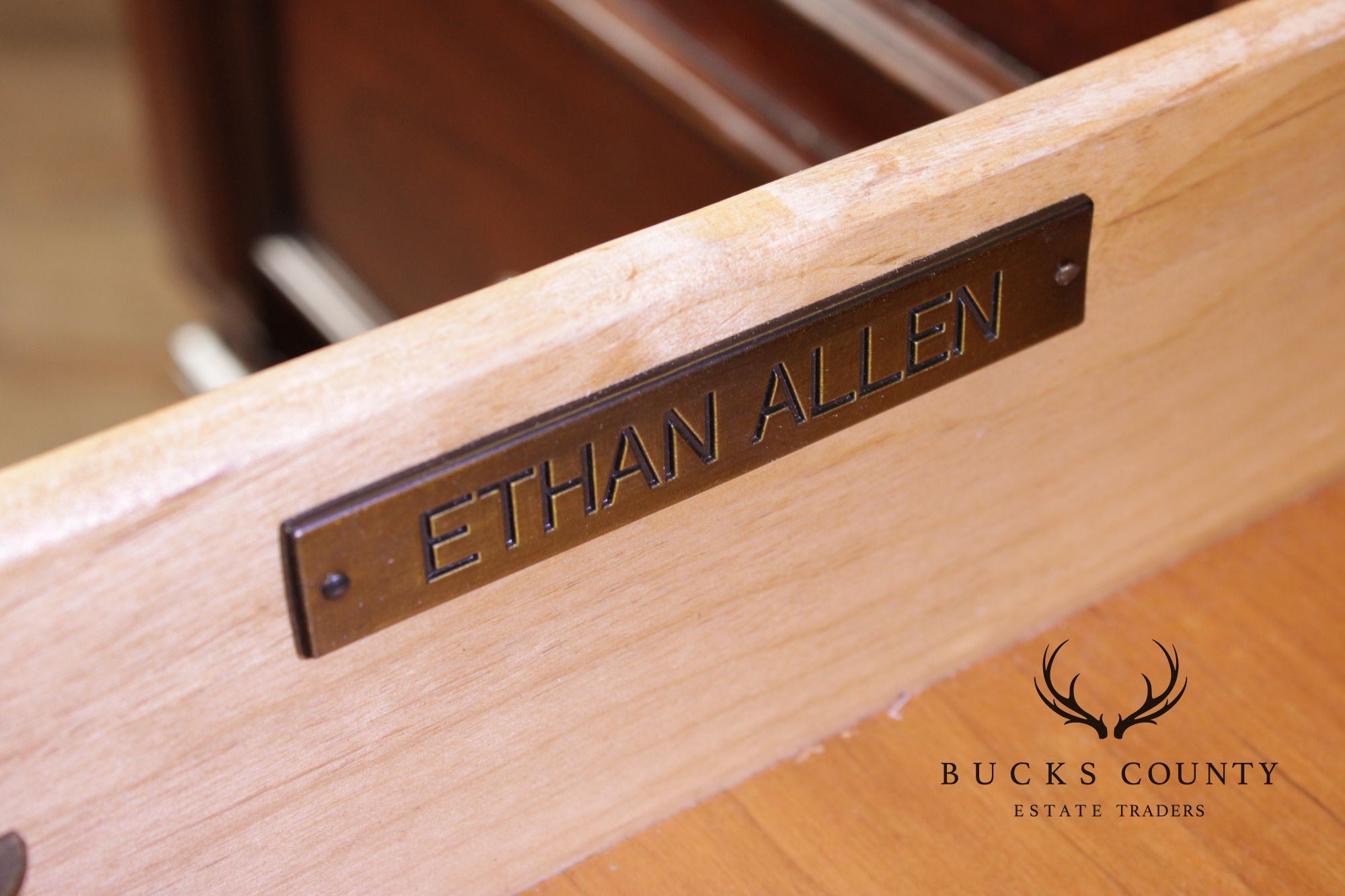 Ethan Allen Leather Top Cherry Executive Writing Desk