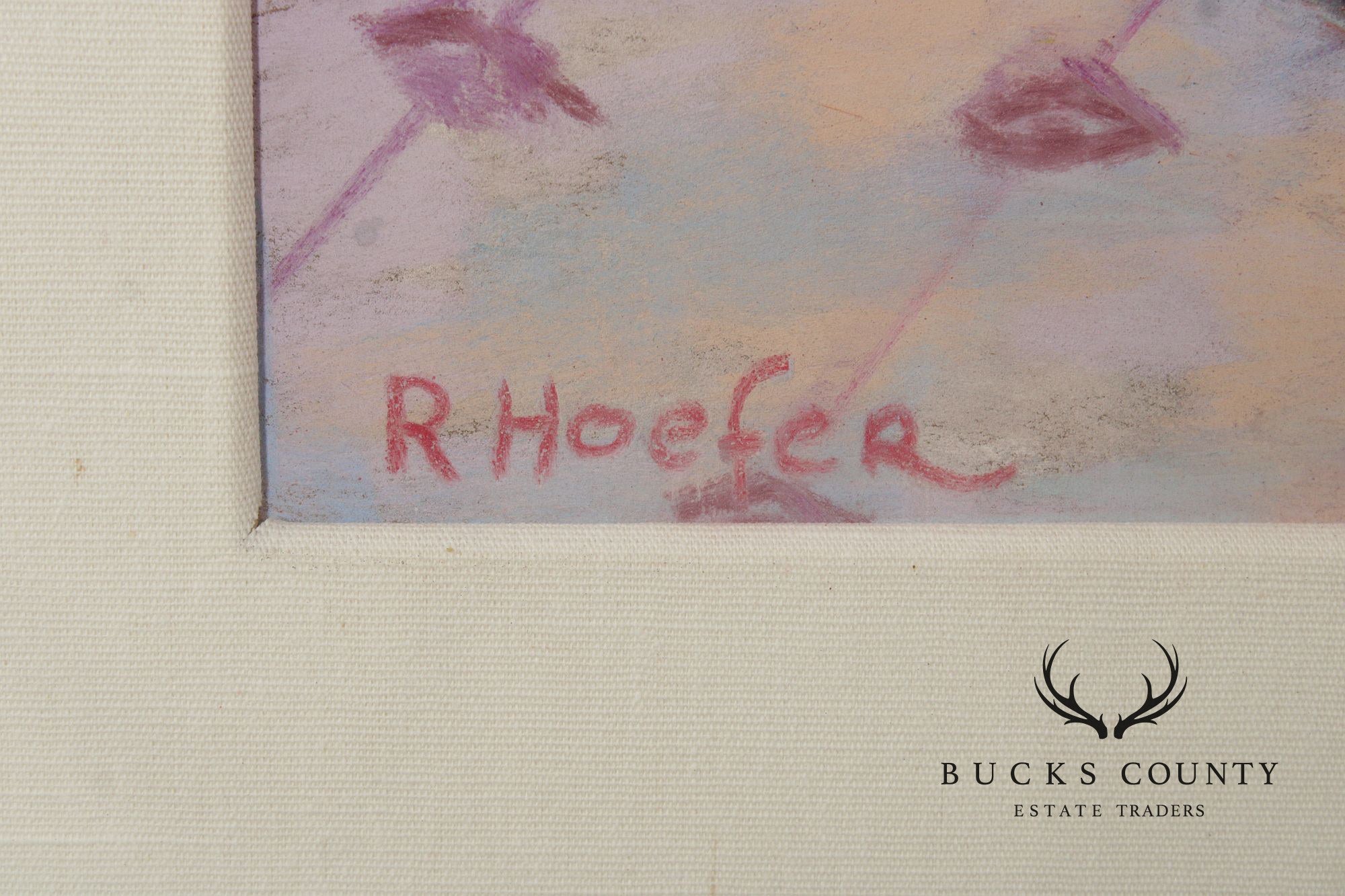 R. Hoefer Oil Pastel Painting, Spanish Courtyard