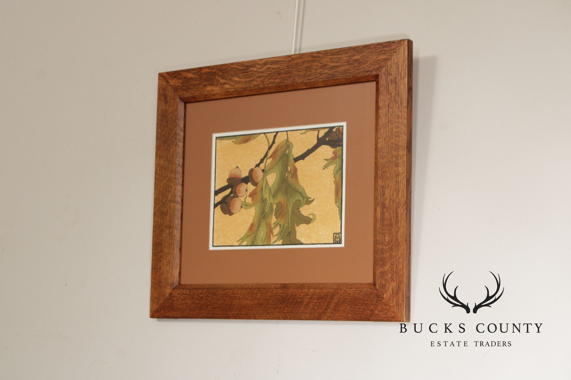 Anita Munman Arts & Crafts Style Framed Drawing, 'Pin Oak'
