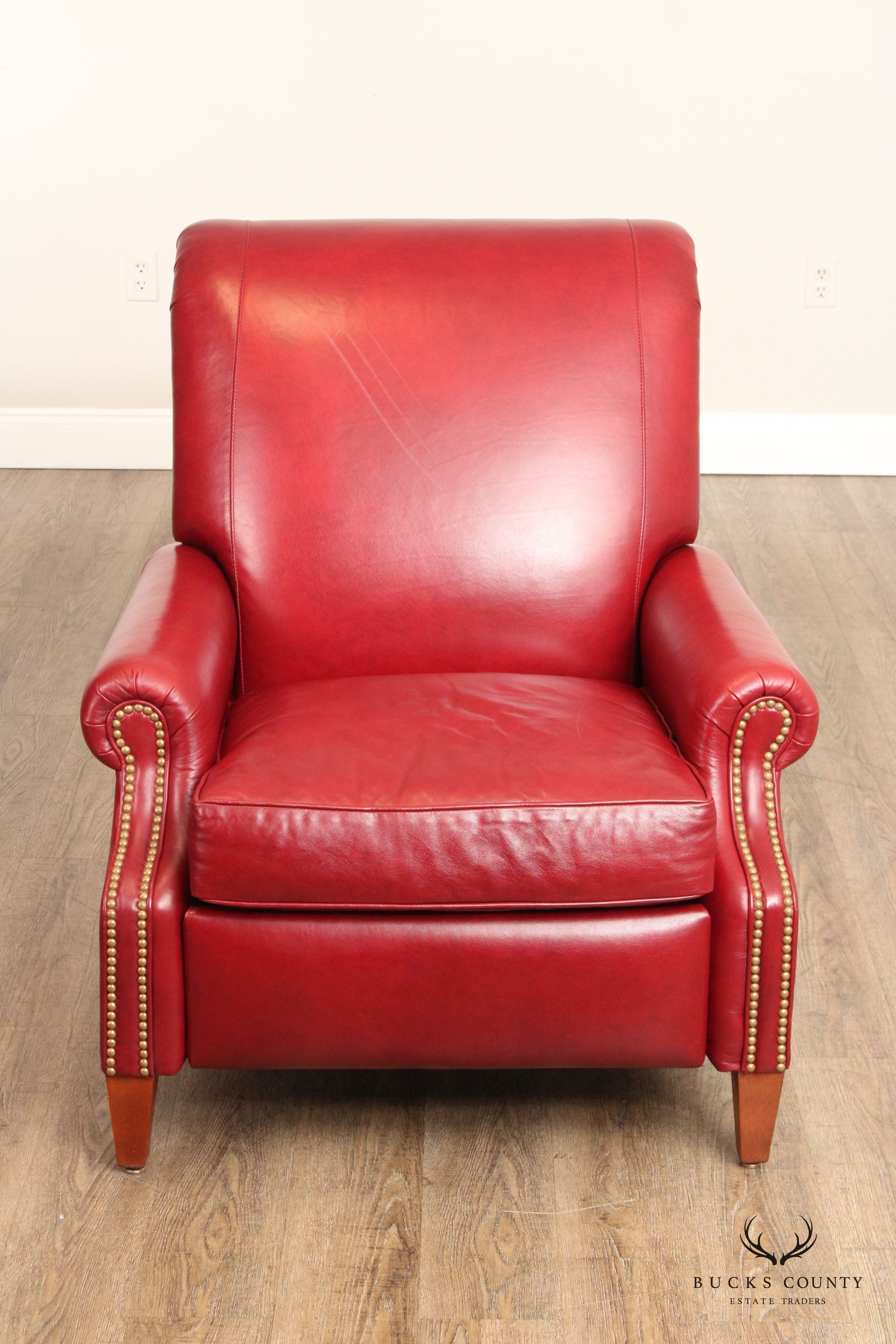 Stickley Craftsman Traditional Red Leather Recliner