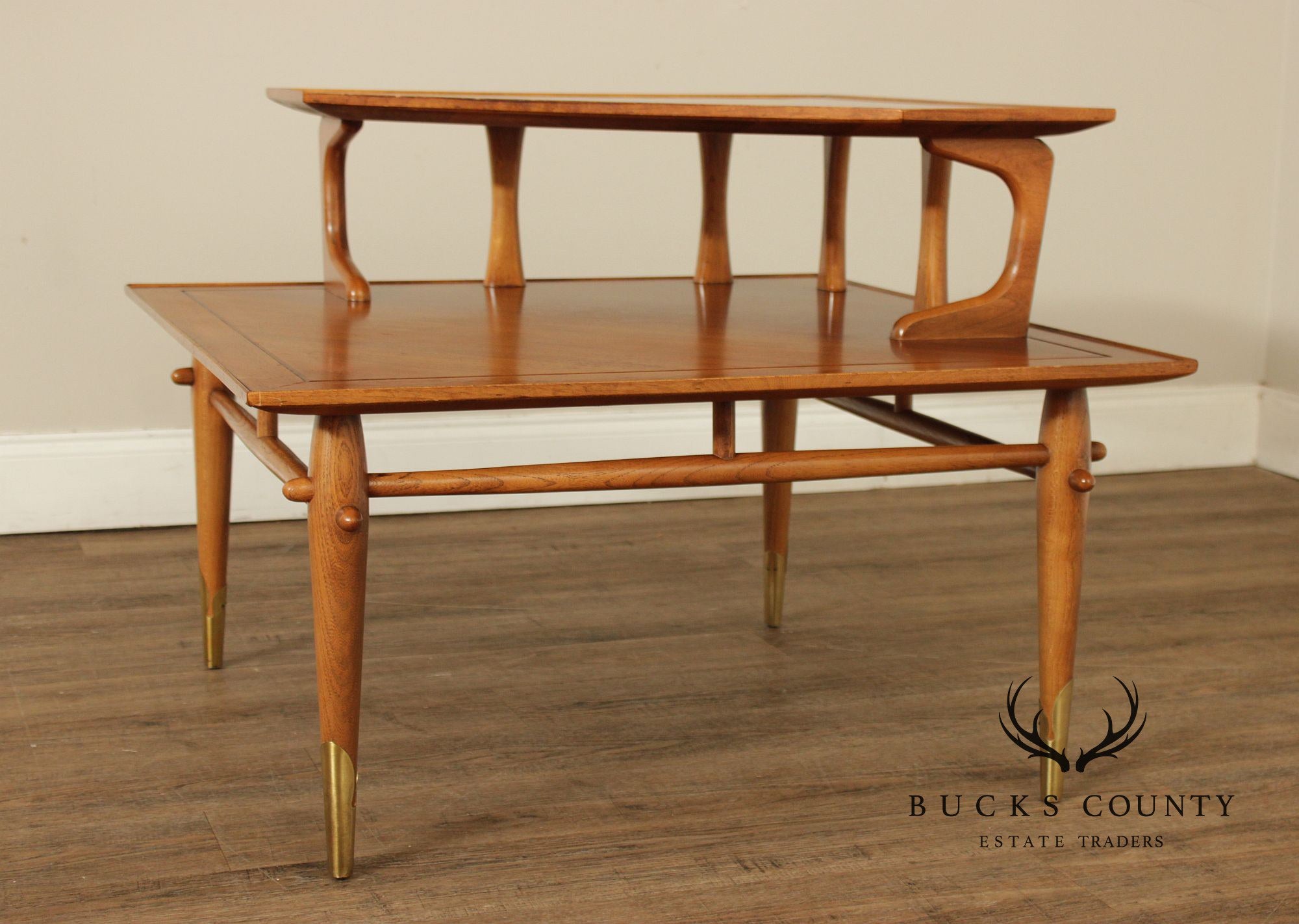 Lane Copenhagen Mid-Century Modern Two-Tier Corner Table