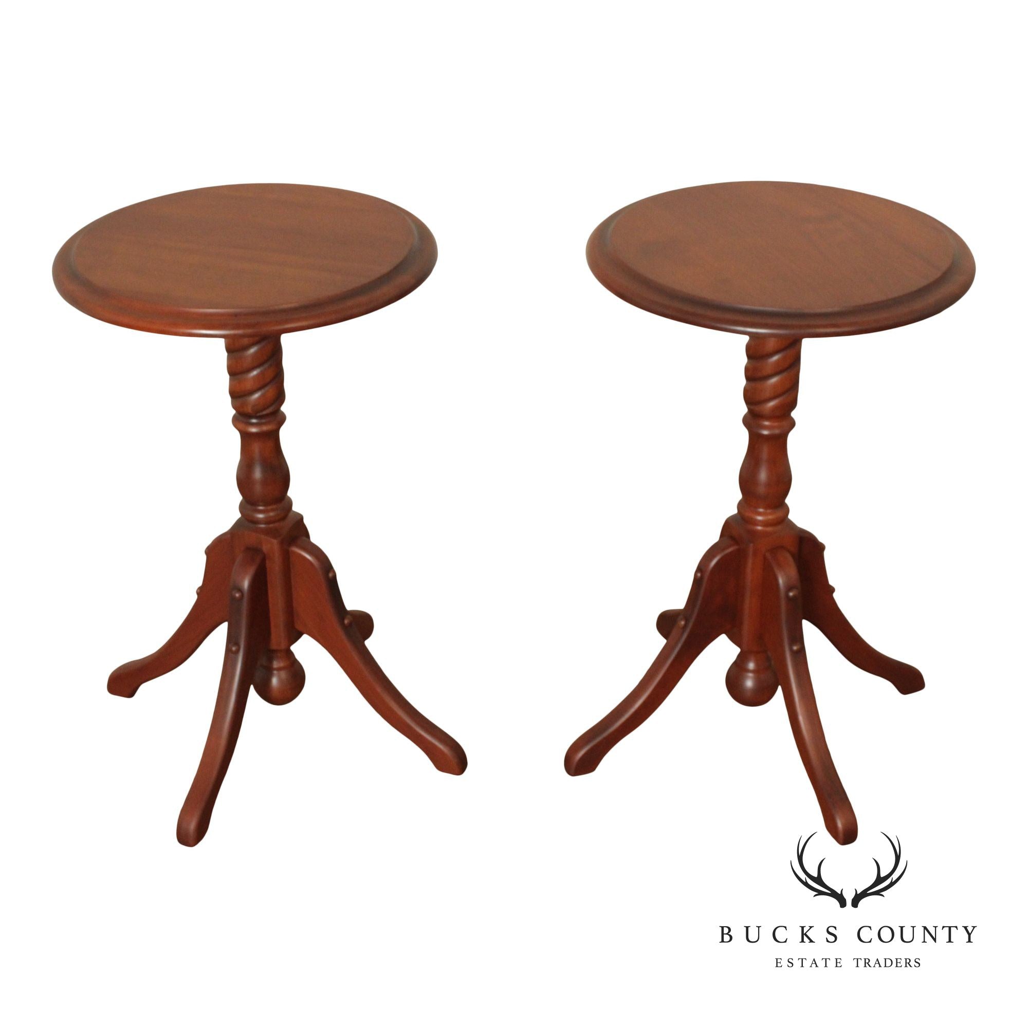 Traditional Pair of Cherry Side Tables