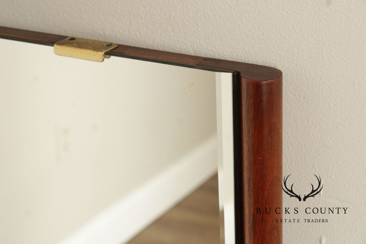 Mid Century Modern Walnut Framed Rectangular Wall Mirror