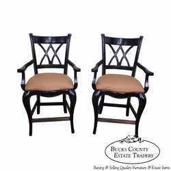 Quality Pair of French Country Style Painted Arm Chairs Bar Stools