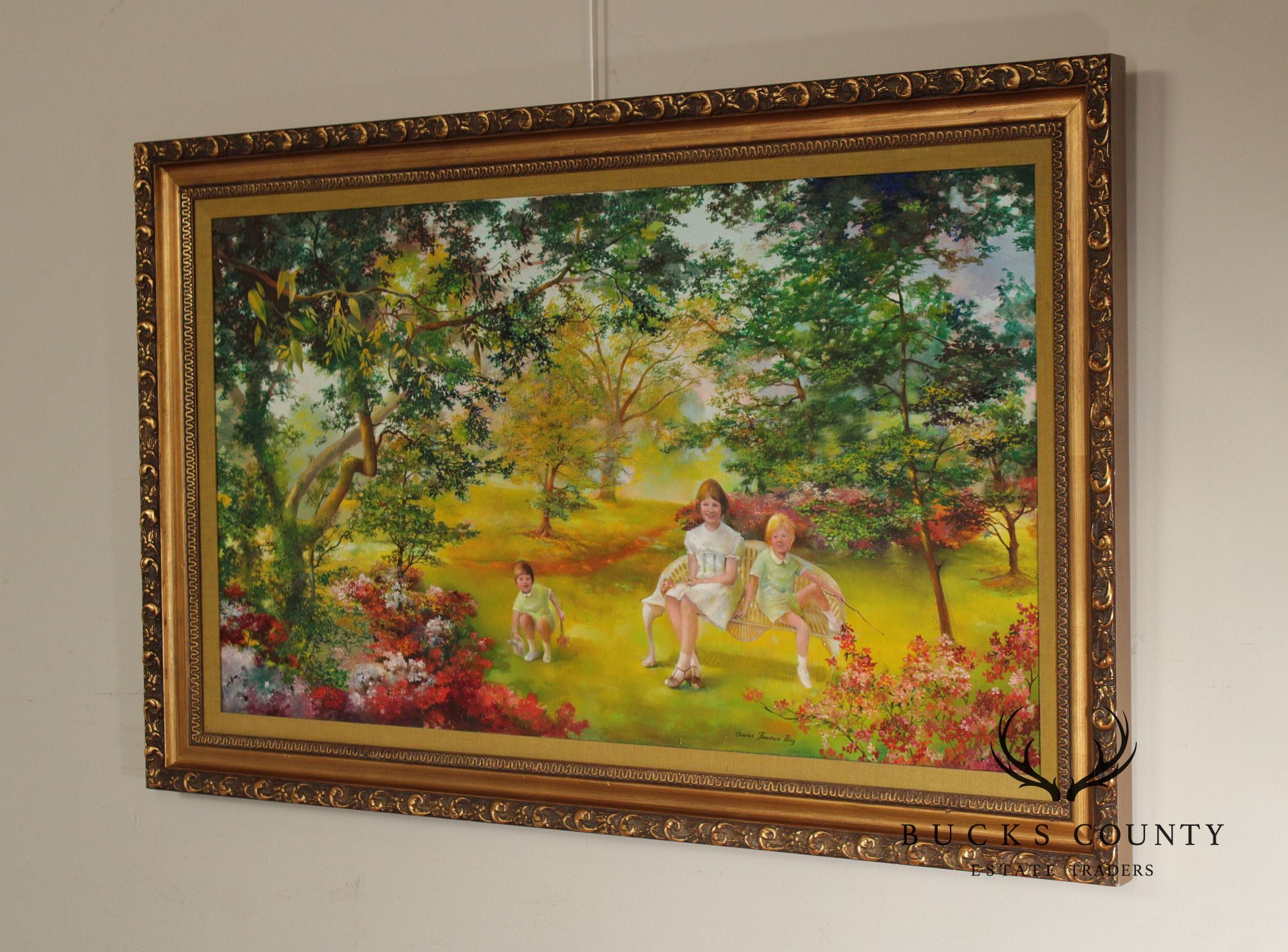 Charles T. Perry Oil Painting, Sibling Portrait