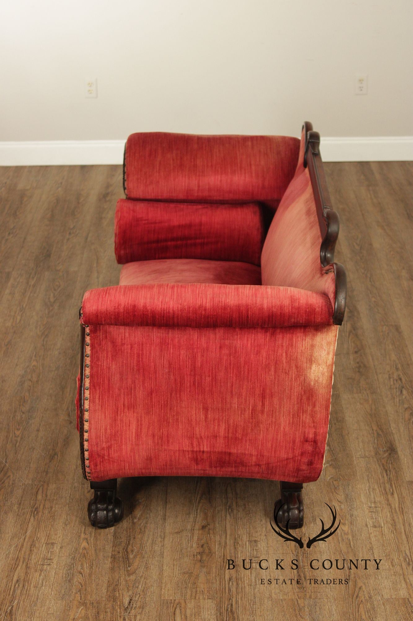 Antique Empire Carved Mahogany Swan Sofa