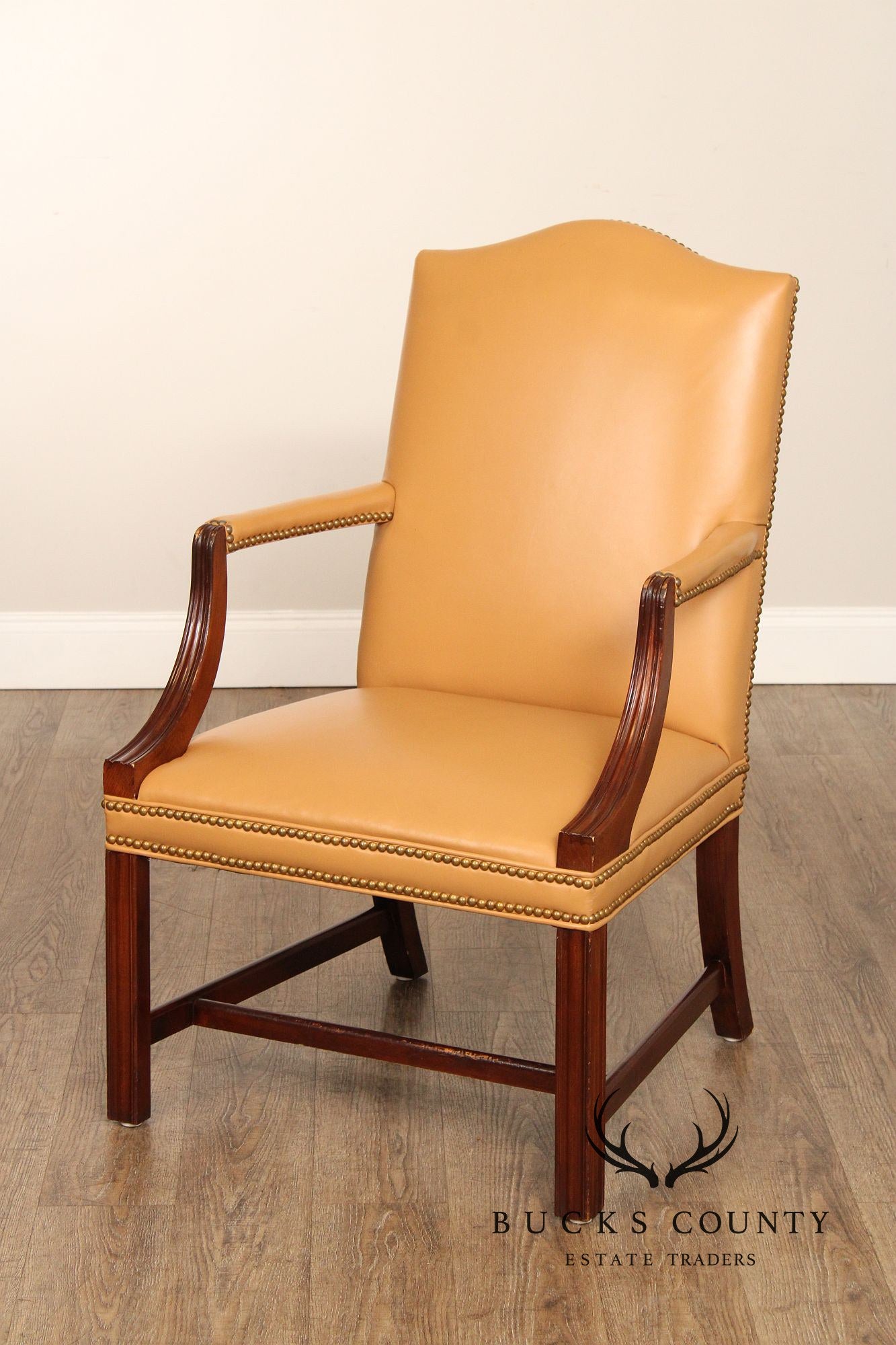 Chippendale Style Leather Martha Washington Armchair