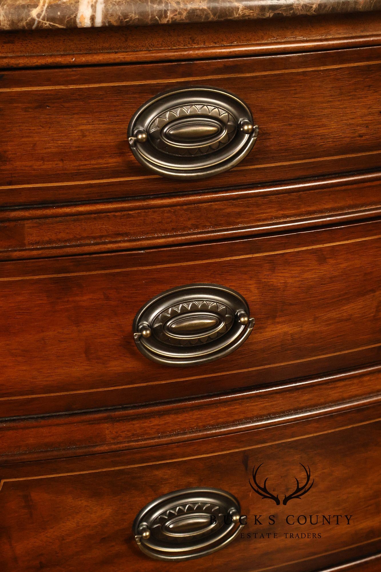 Drexel Heritage Covington Park Pair Of Mahogany Marble Top Bachelor Chests