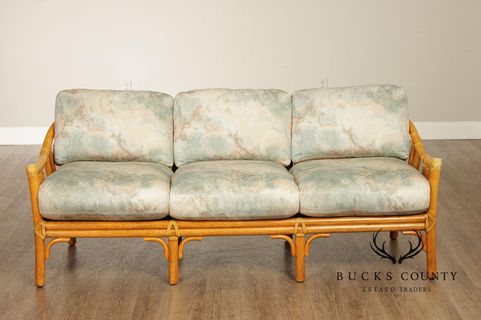 McGuire Organic Modern Rattan Three Cushion Sofa