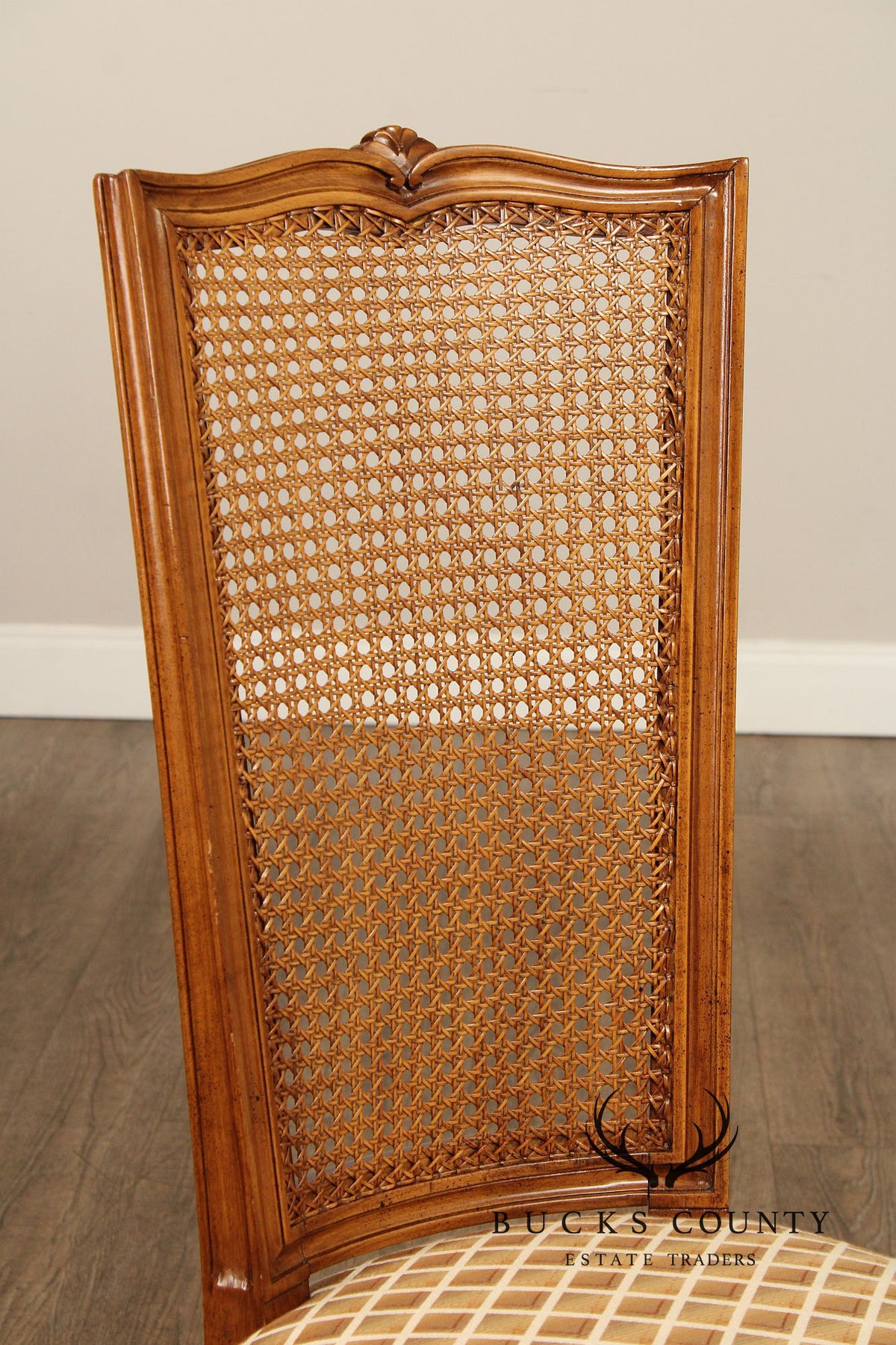 Karges Italian Provincial Vintage Set Of Four Walnut Cane Back Dining Chairs