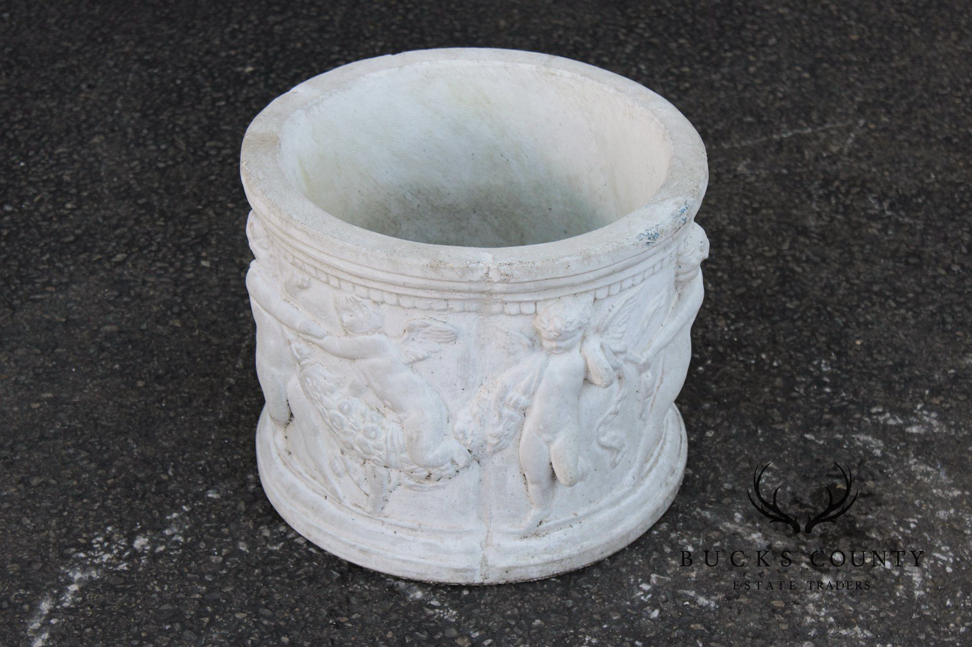 Classical Style Cherub Relief Cast Stone Garden Planter