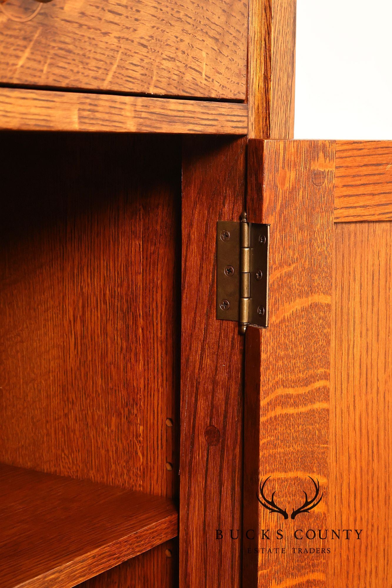 Stickley Mission Collection Oak Harvey Ellis Inlaid China Cabinet