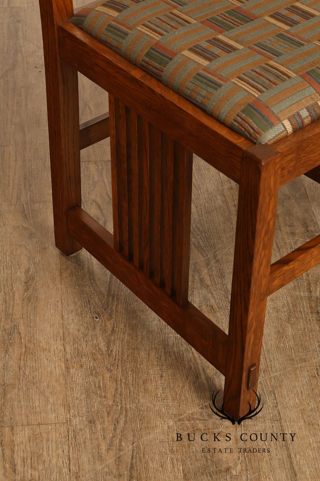 Stickley Mission Collection Pair of Oak Spindle Side Dining Chairs