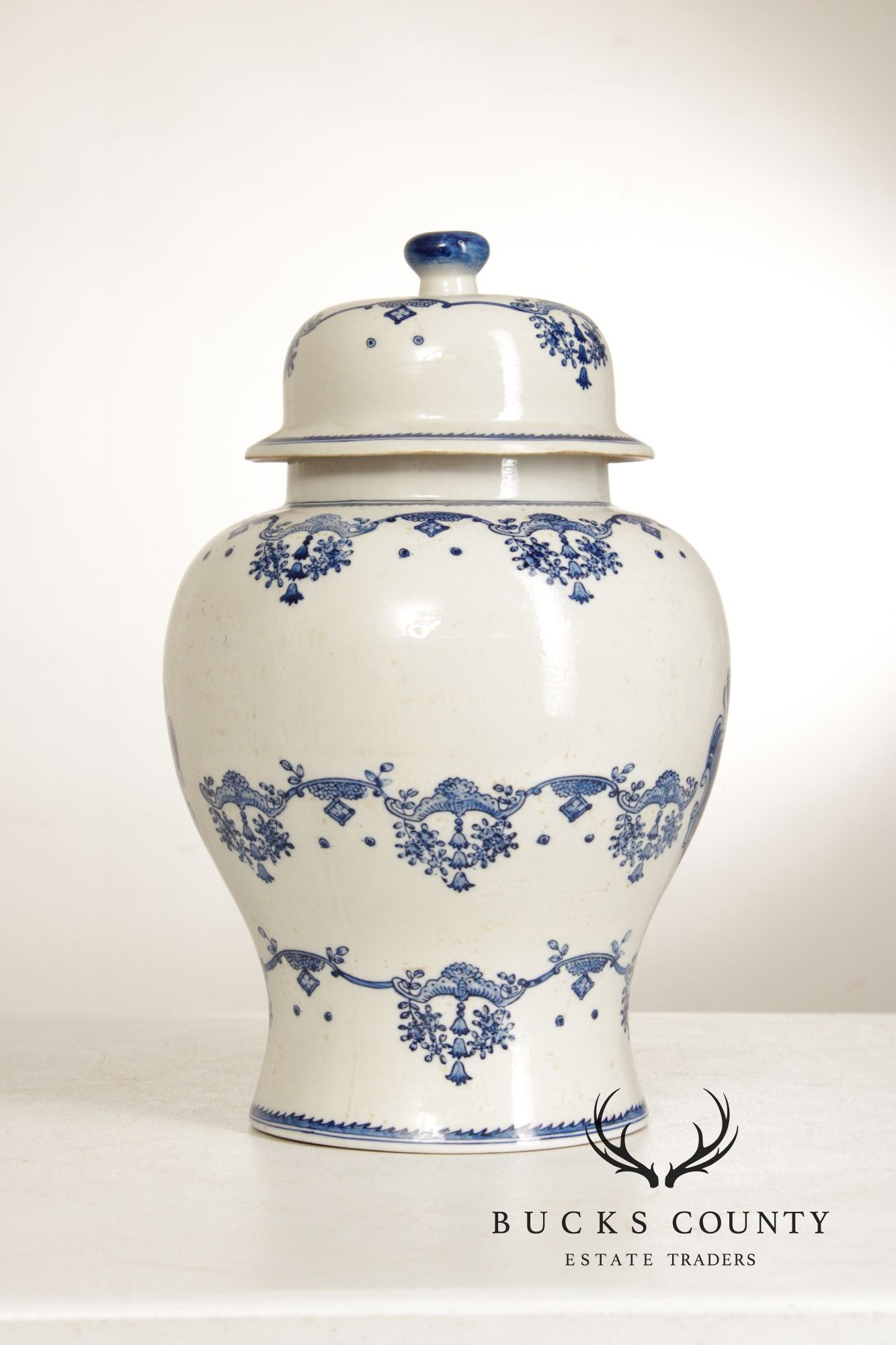 Vintage Pair of Blue and White Porcelain Ginger Jars