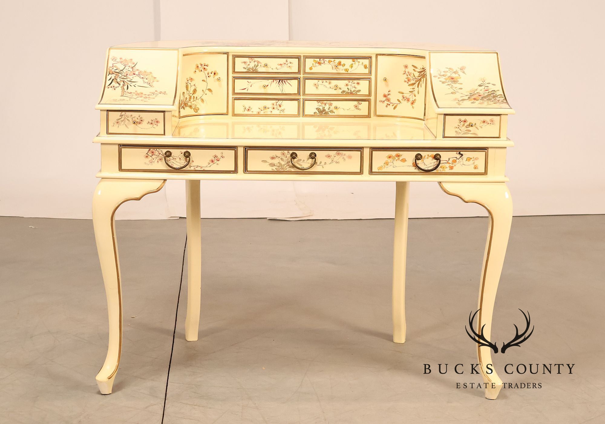 Chinoiserie Painted Carlton House Writing Desk With Chair