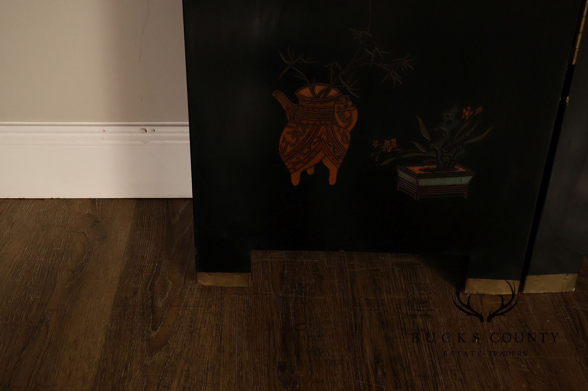 Chinese Coromandel Style Pair Of Eight Panel Folding Screens