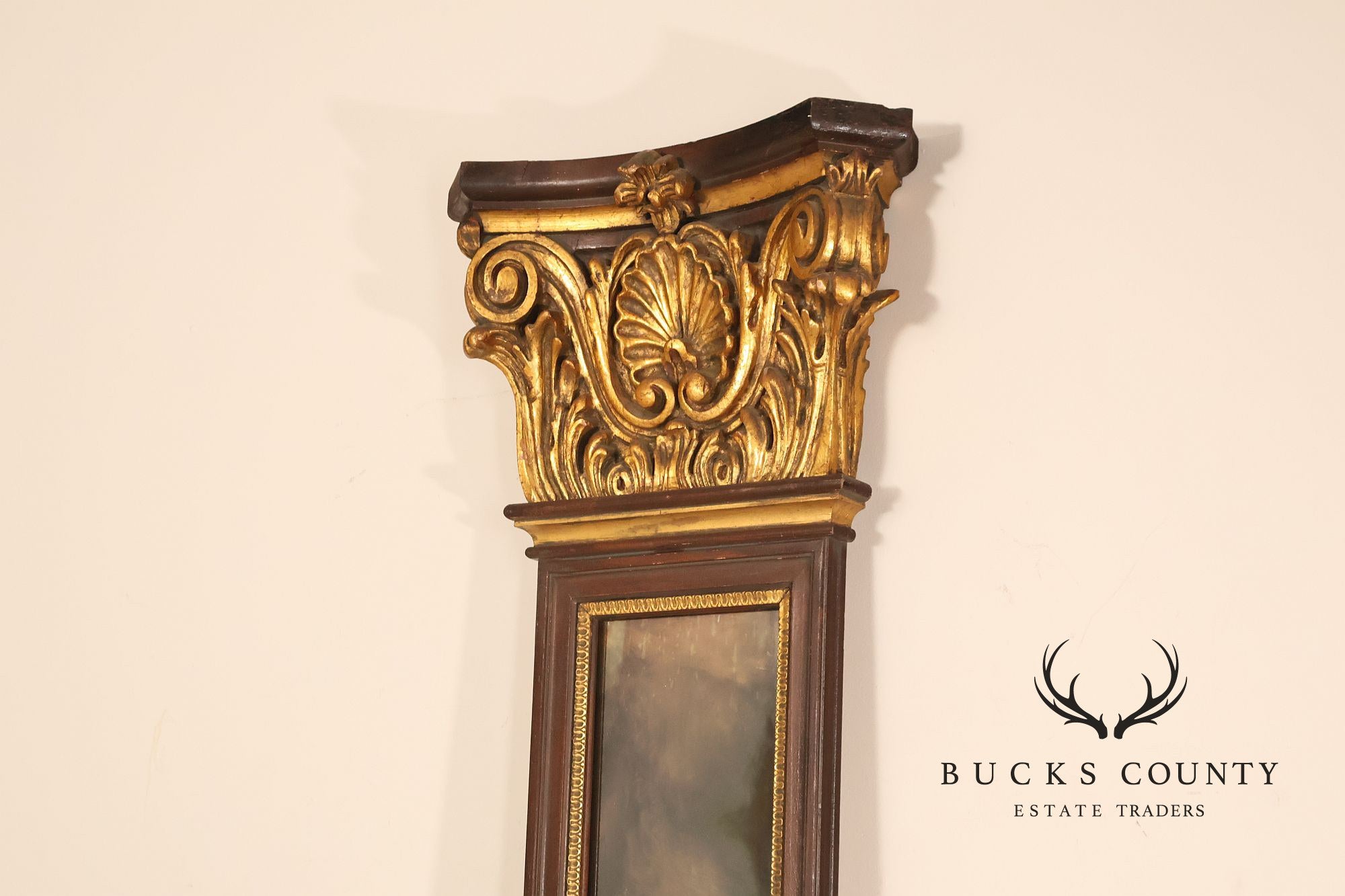 Pair Of Decorative Mirrored Wall Columns With Gilt Carved Capitals By Francisco Hurtado