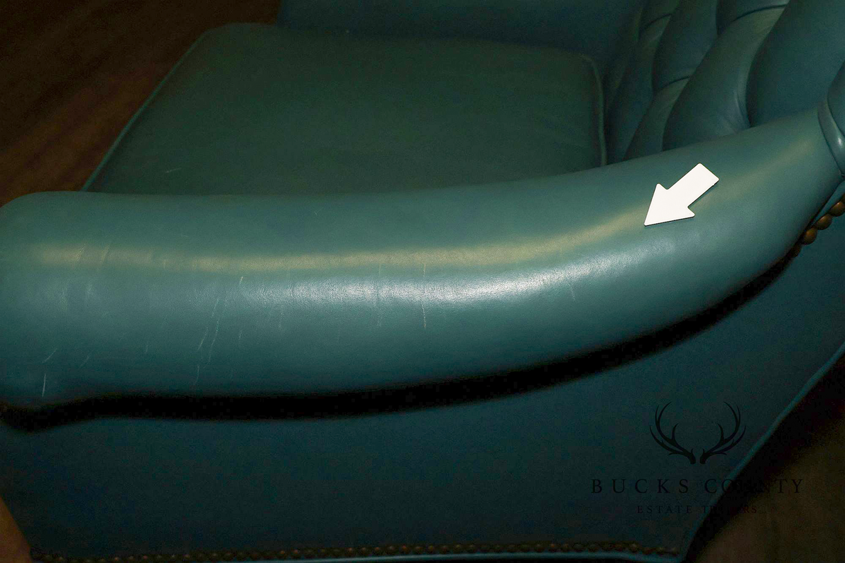 Distinction Furniture Chippendale Style Green Leather Wingback Armchair